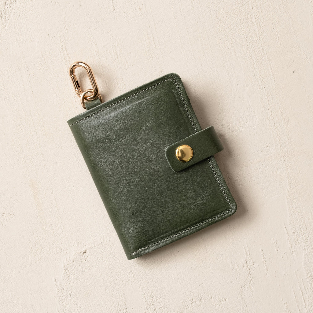 Wallet with Snap and Key Ring - Olive