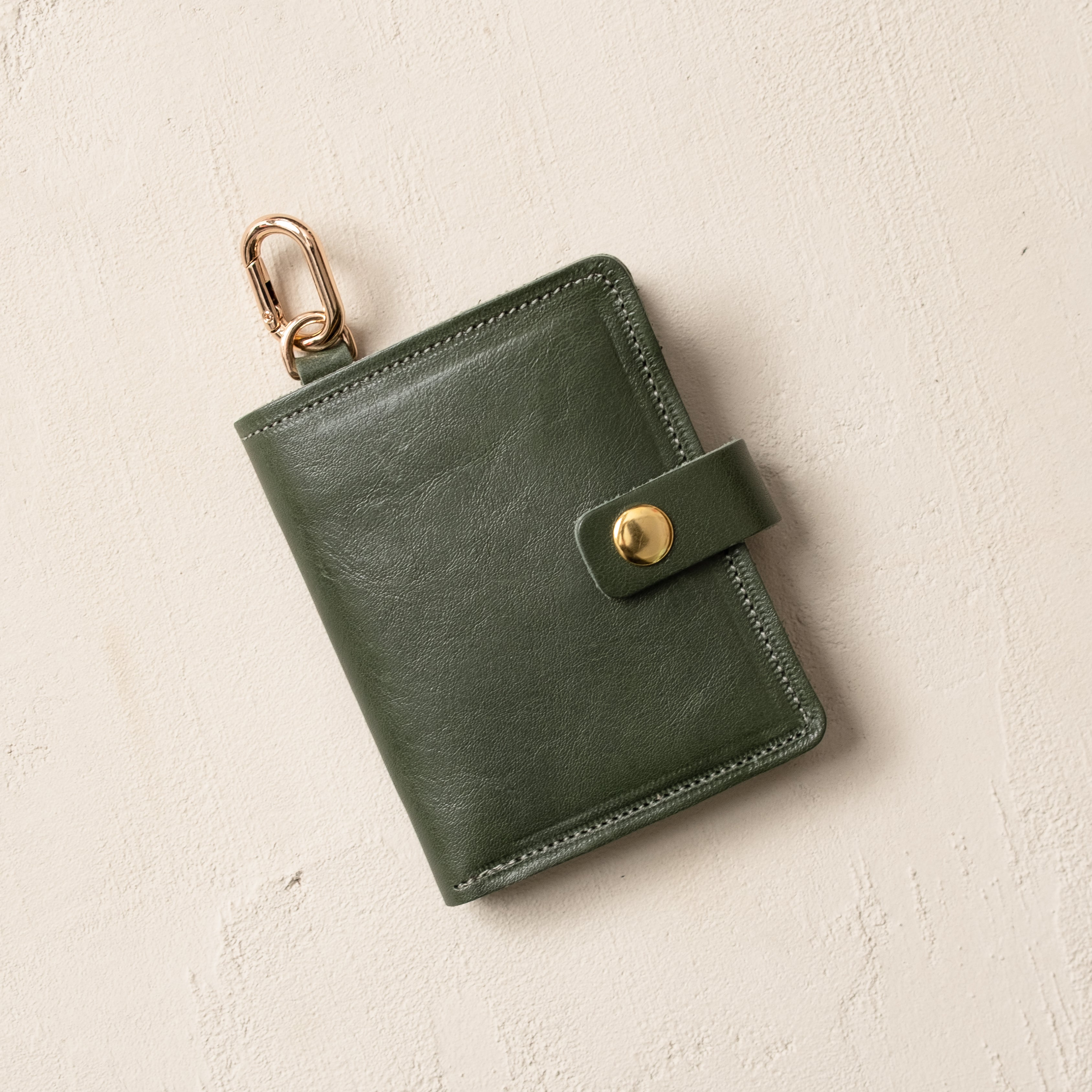 Wallet with Snap and Key Ring - Olive