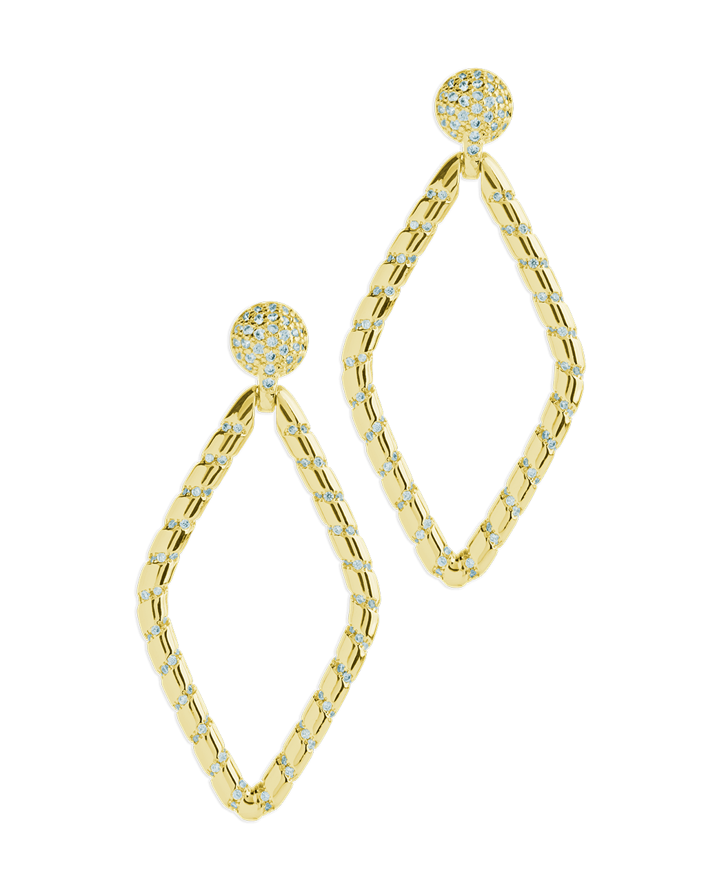 Geometric CZ Diamond Drop Stud Earrings