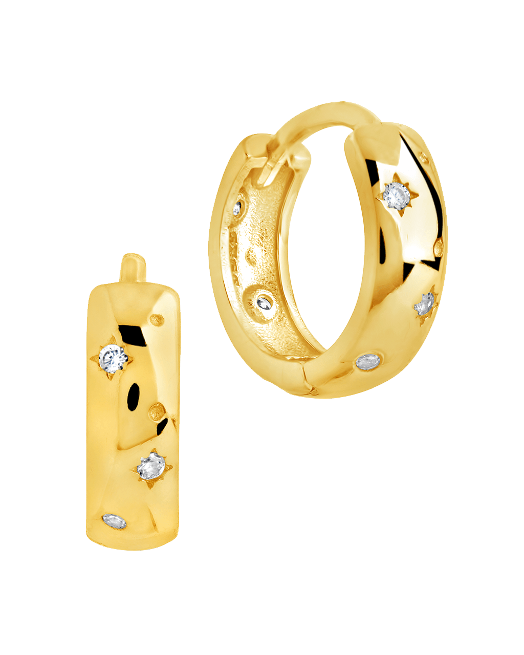 Greer CZ Burst Micro Hoop Earrings
