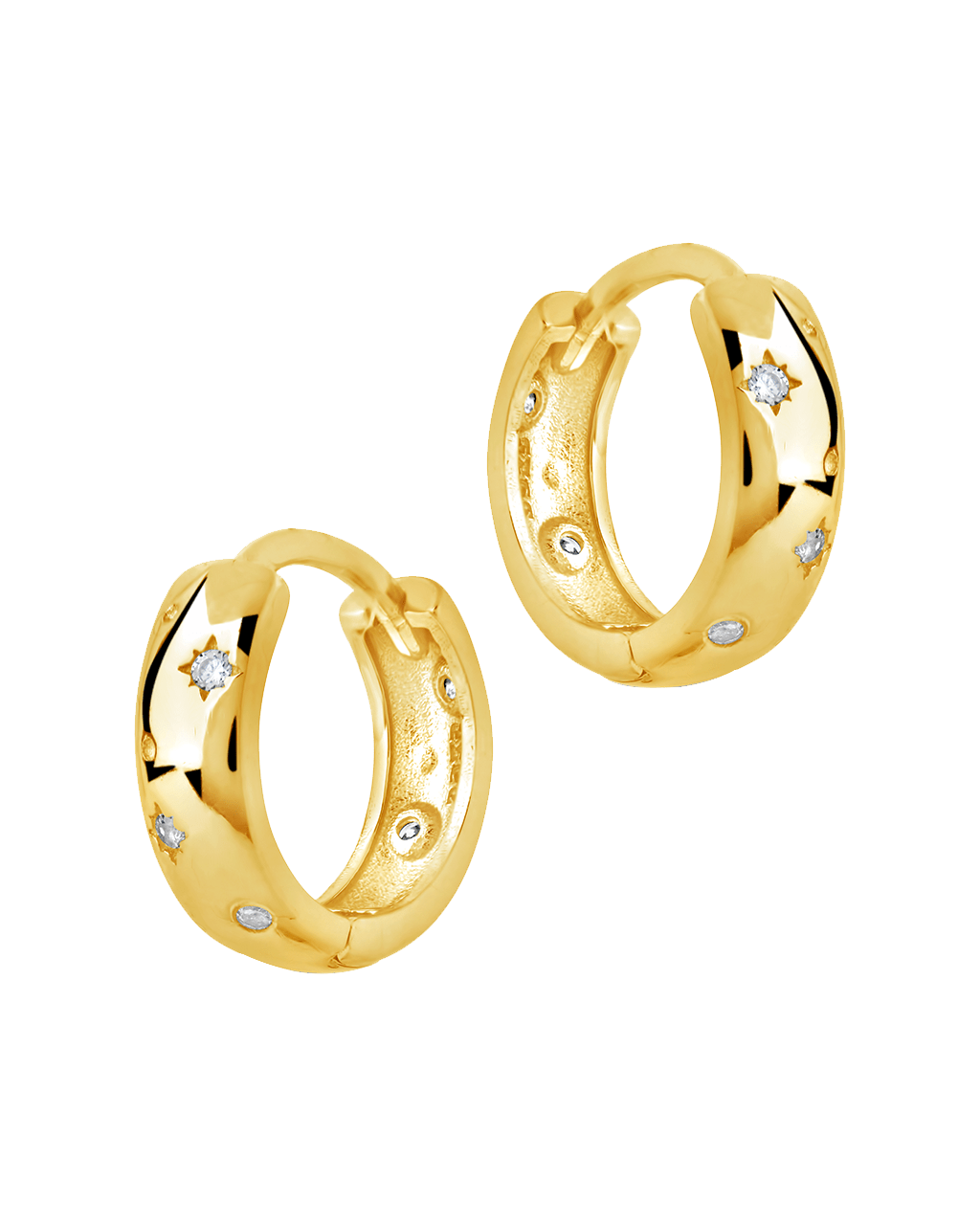 Greer CZ Burst Micro Hoop Earrings
