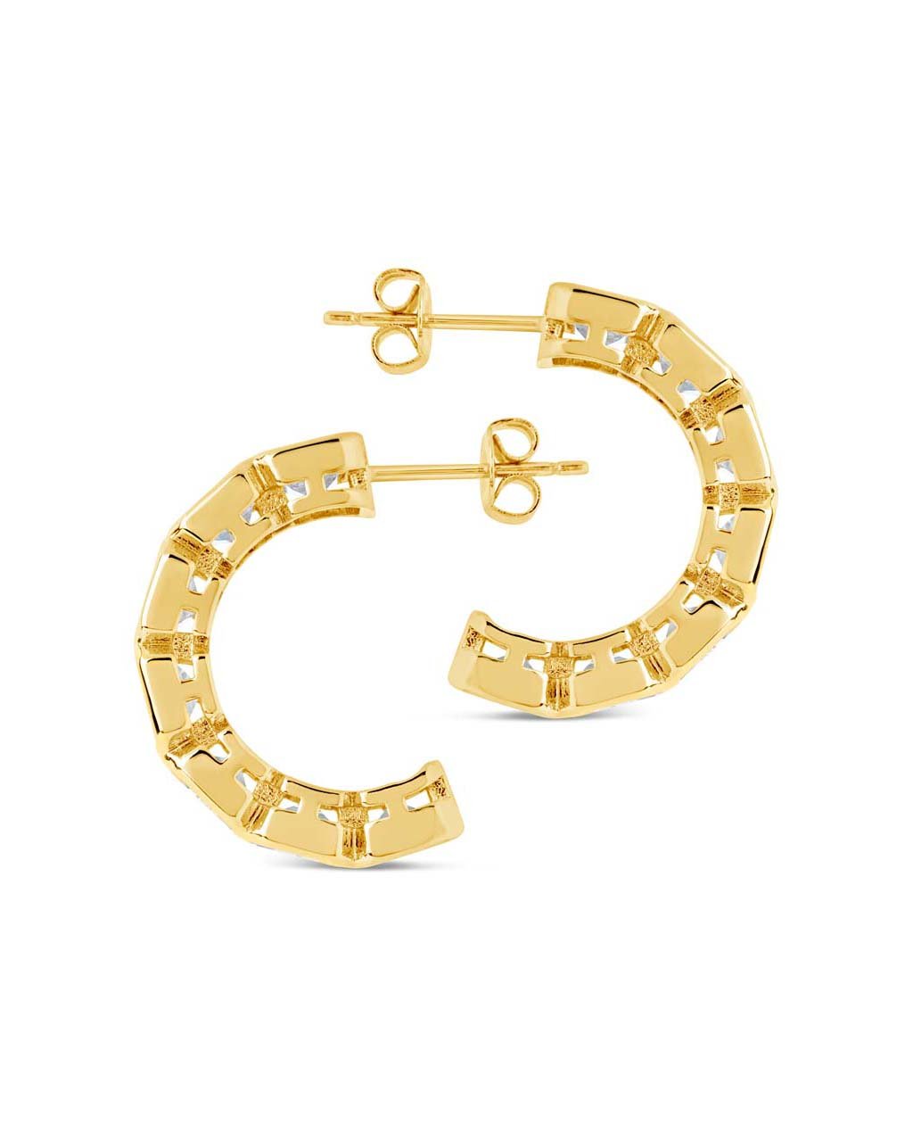 Nyssa Bezel CZ Station Hoop Earrings