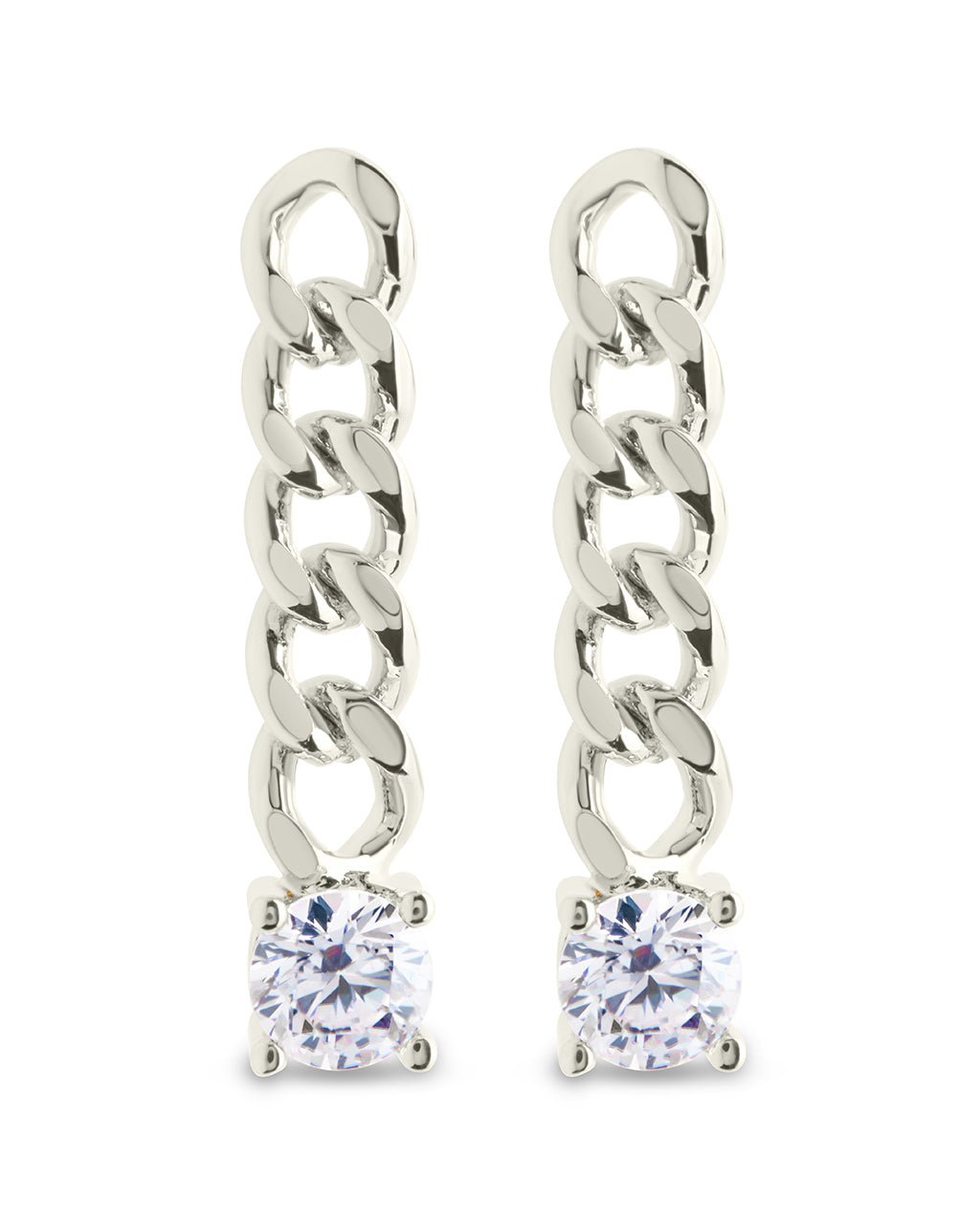 Phoebe CZ Chain Link Drop Stud Earrings