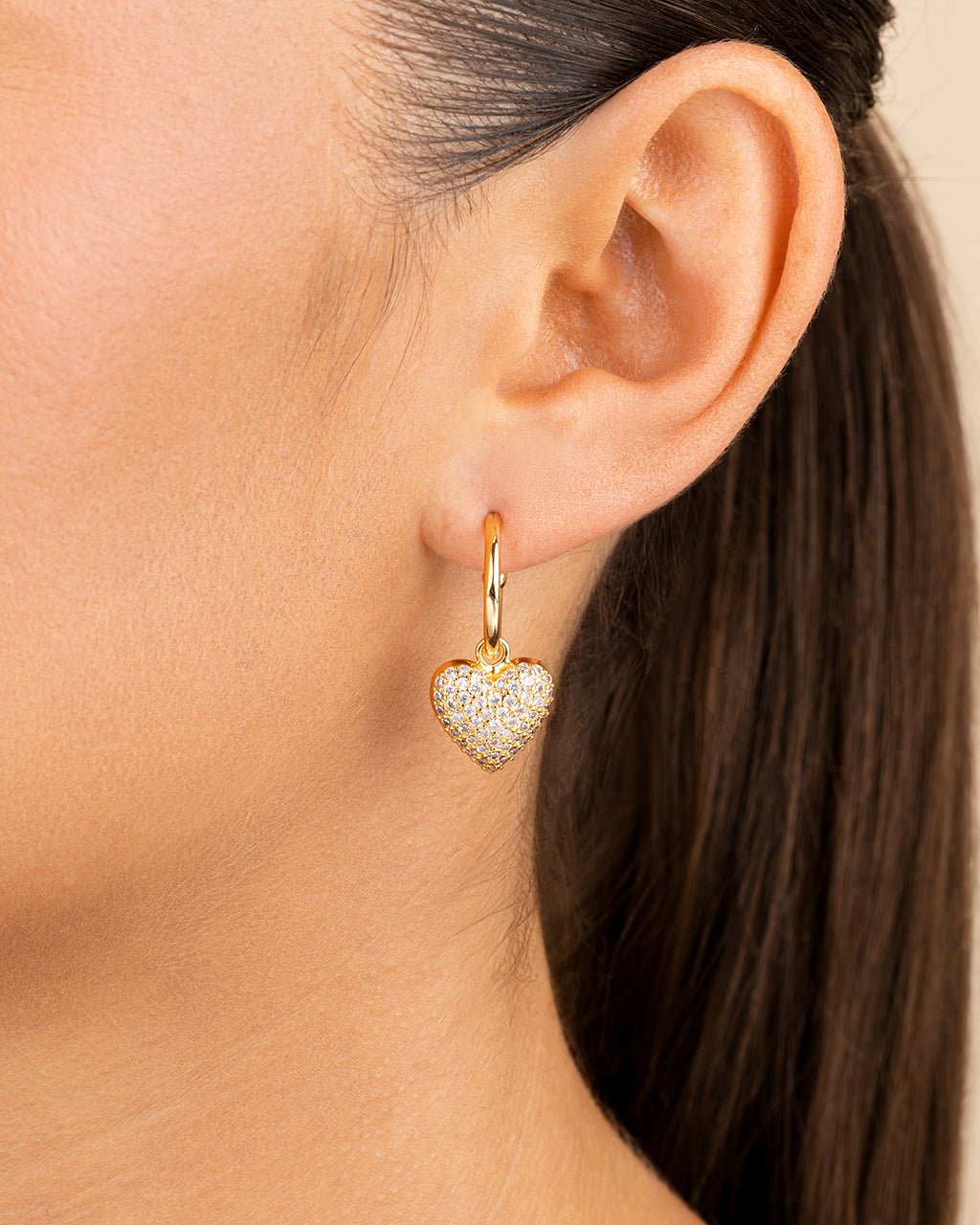 Disco Heart CZ Micro Hoop Earrings