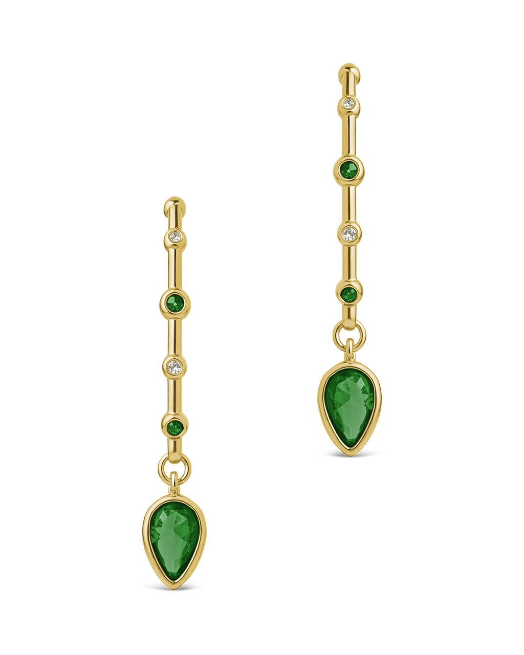 Bezel CZ Station Hoop Earrings