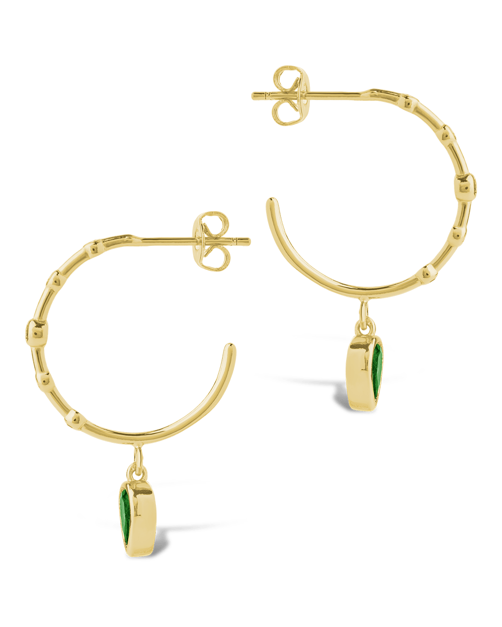 Bezel CZ Station Hoop Earrings