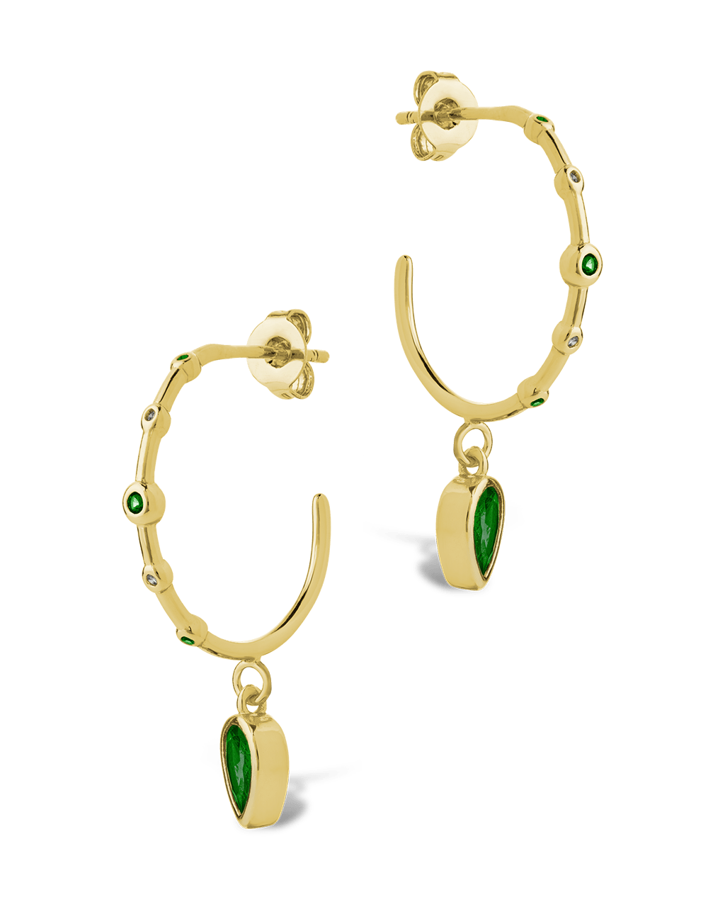 Bezel CZ Station Hoop Earrings