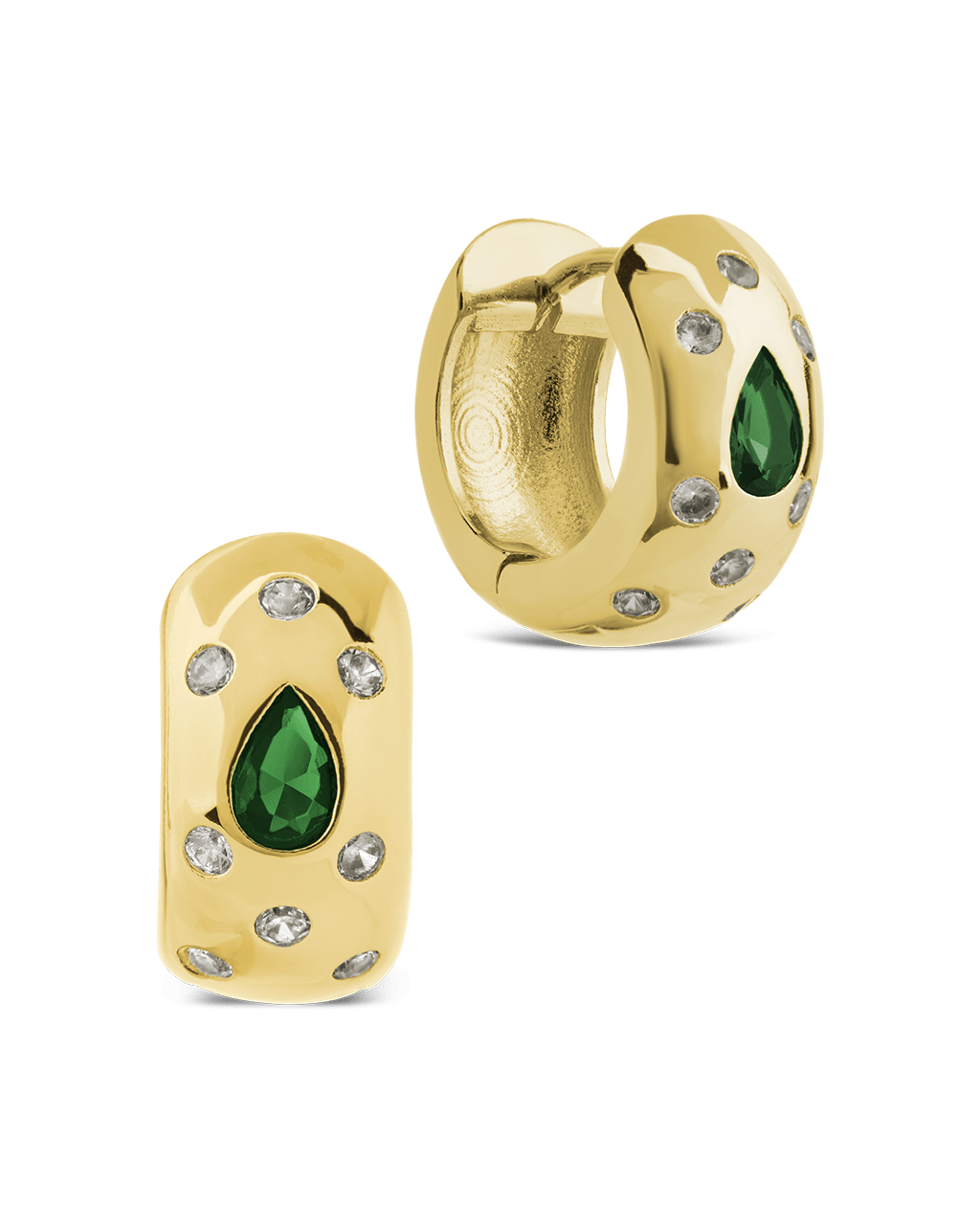 Mixed CZ Chunky Huggie Hoops