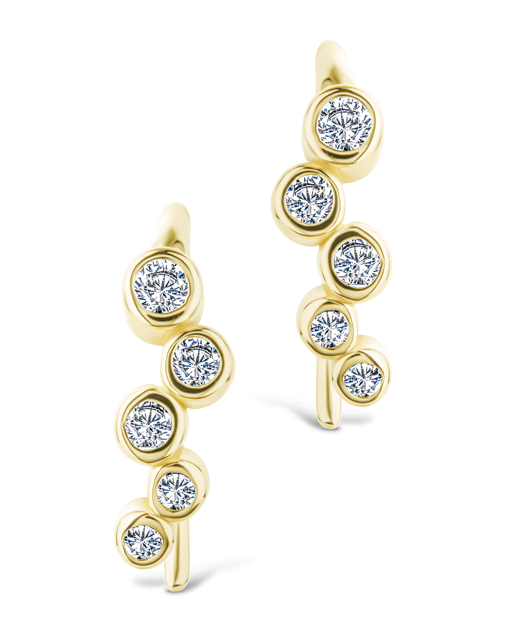 Sterling Silver Talia CZ Bezel Crawler Earrings