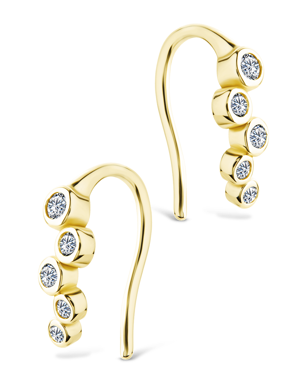 Sterling Silver Talia CZ Bezel Crawler Earrings