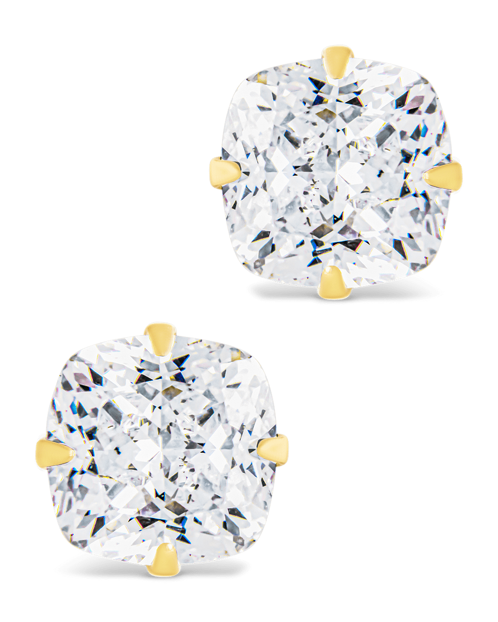 Sterling Silver Cushion Cut Prong Set Stud Earrings