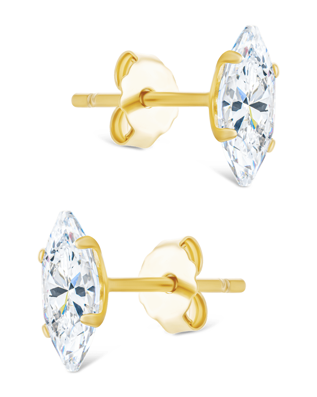 Sterling Silver Marquise Cut Prong Set Stud Earrings