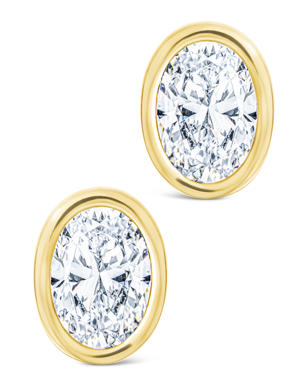 Sterling Silver Oval Cut Bezel Set Stud Earrings
