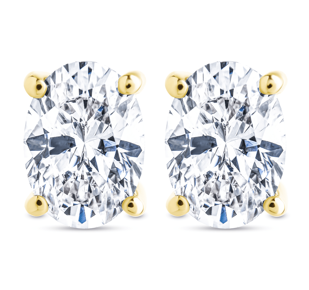 Sterling Silver Oval Cut Prong Set Stud Earrings