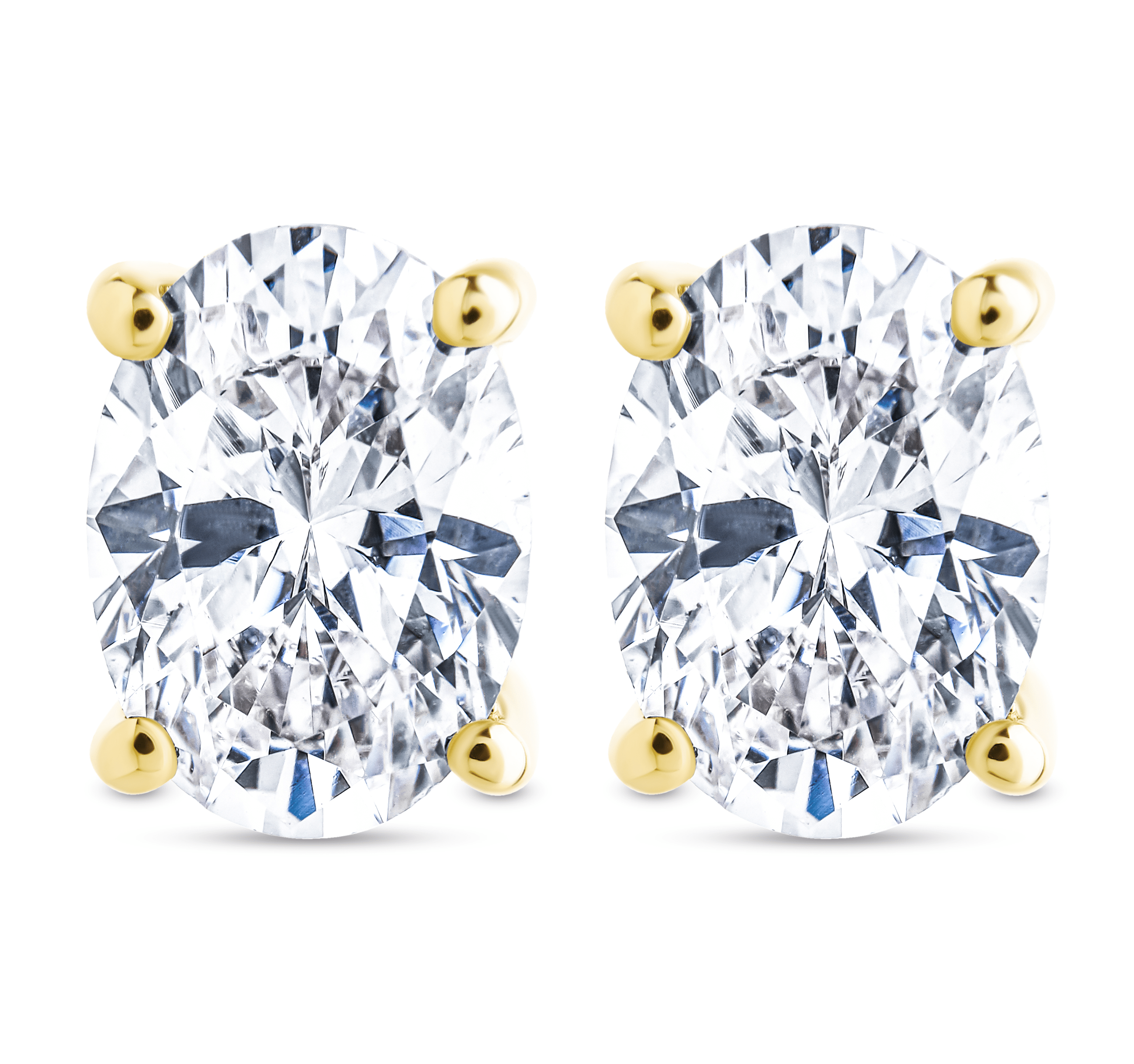 Sterling Silver Oval Cut Prong Set Stud Earrings