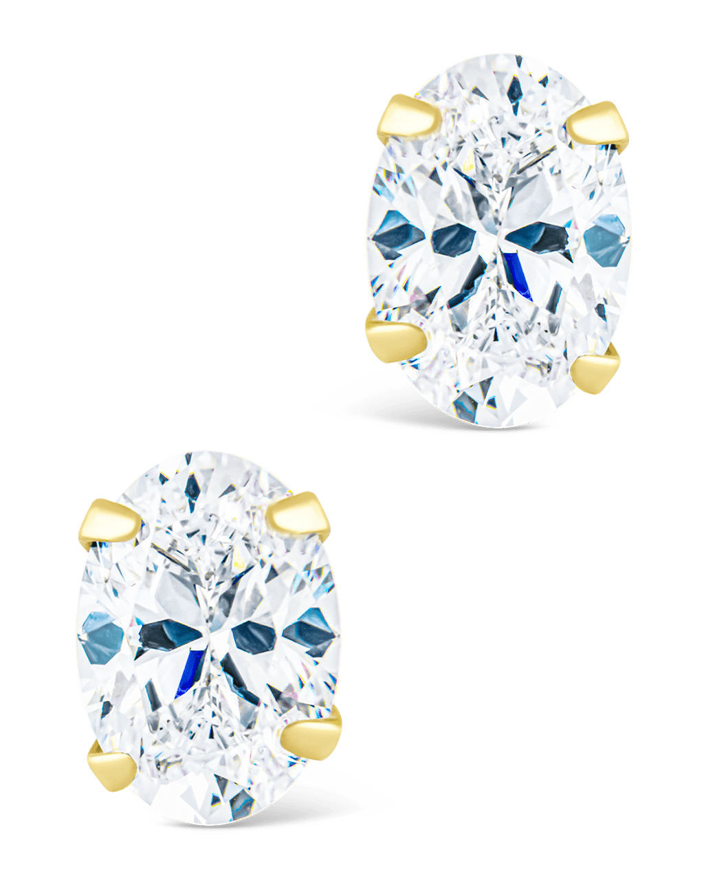 Sterling Silver Oval Cut Prong Set Stud Earrings