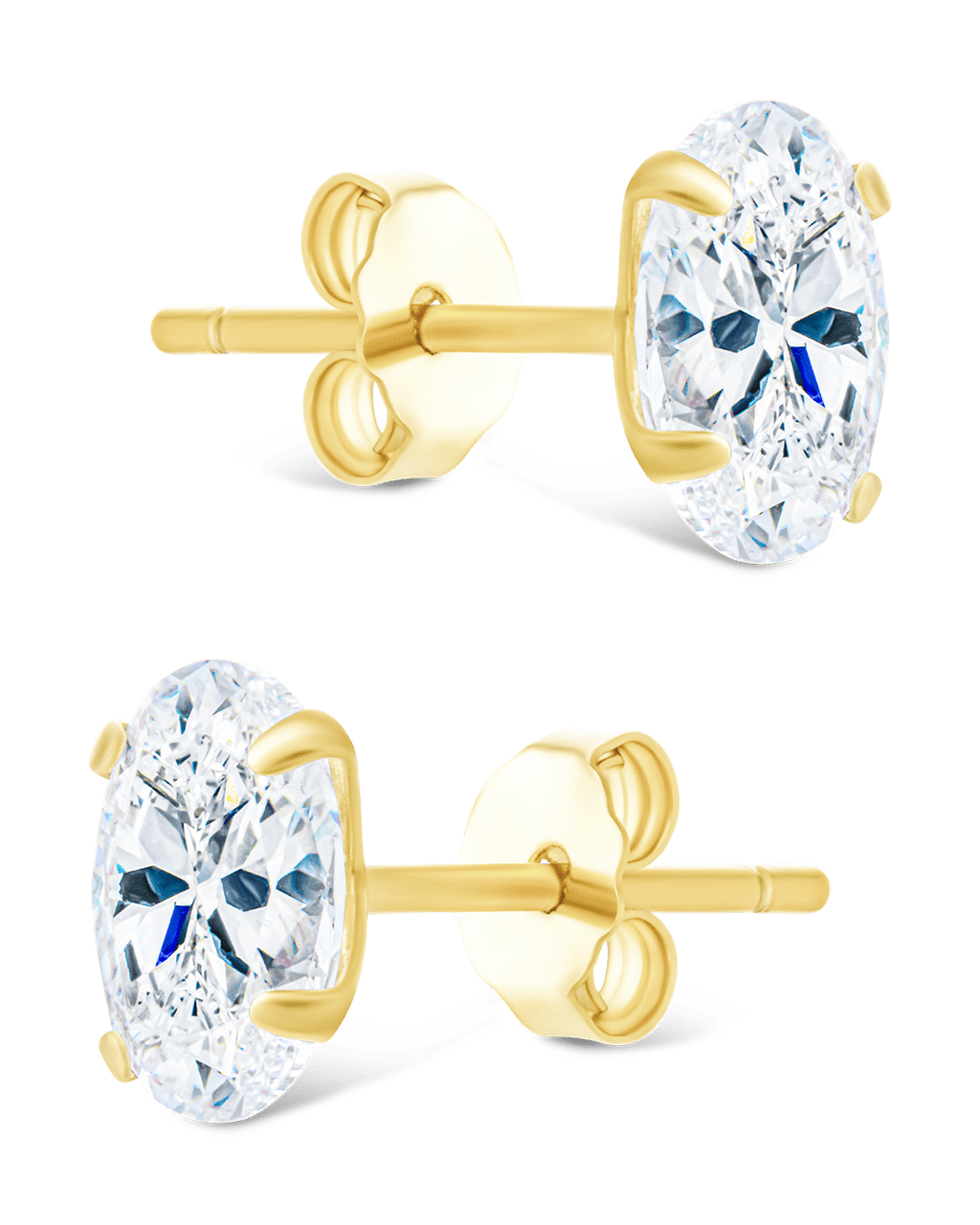 Sterling Silver Oval Cut Prong Set Stud Earrings