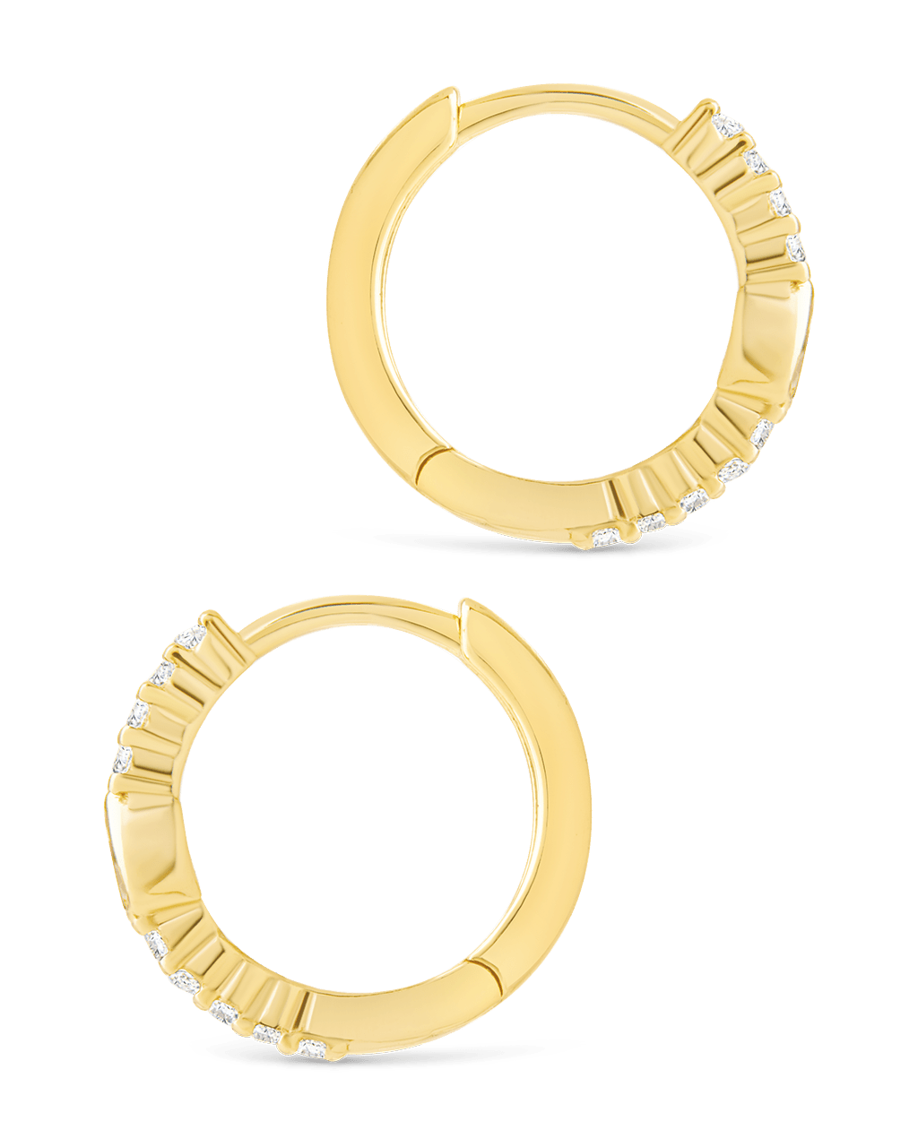 Sterling Silver Pear Cut Bezel Set Huggie Hoop Earrings
