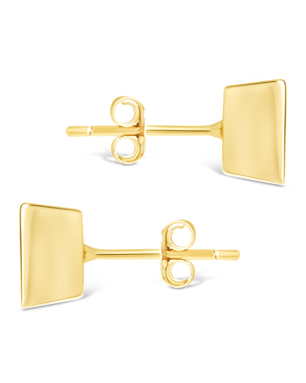 Sterling Silver Princess Cut Bezel Set Stud Earrings