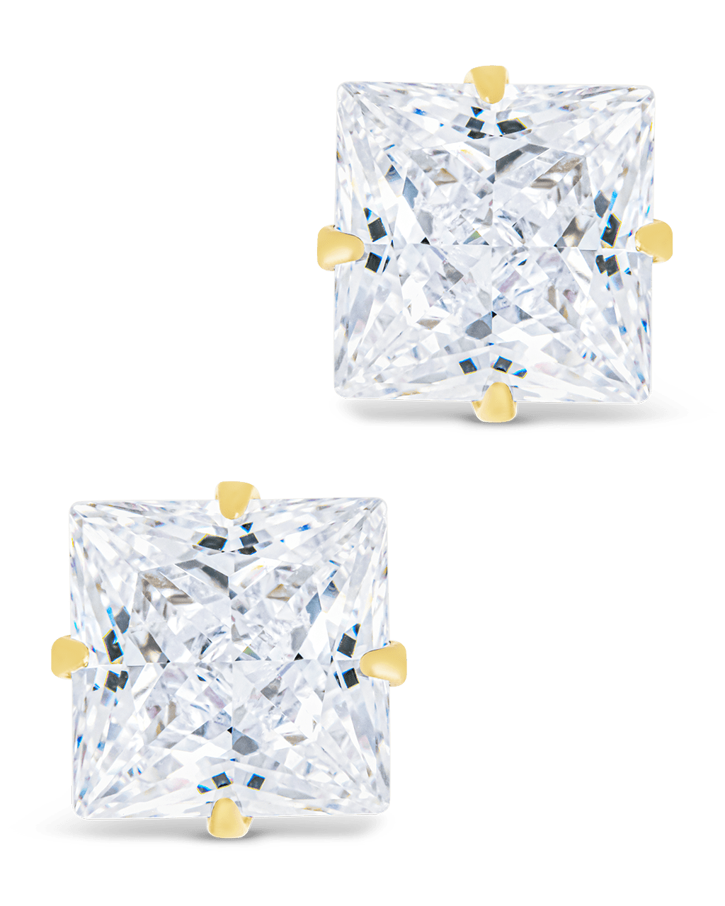 Sterling Silver Princess Cut Prong Set Stud Earrings