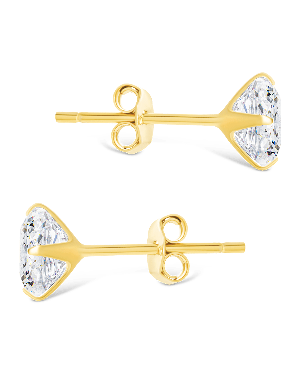 Sterling Silver Princess Cut Prong Set Stud Earrings