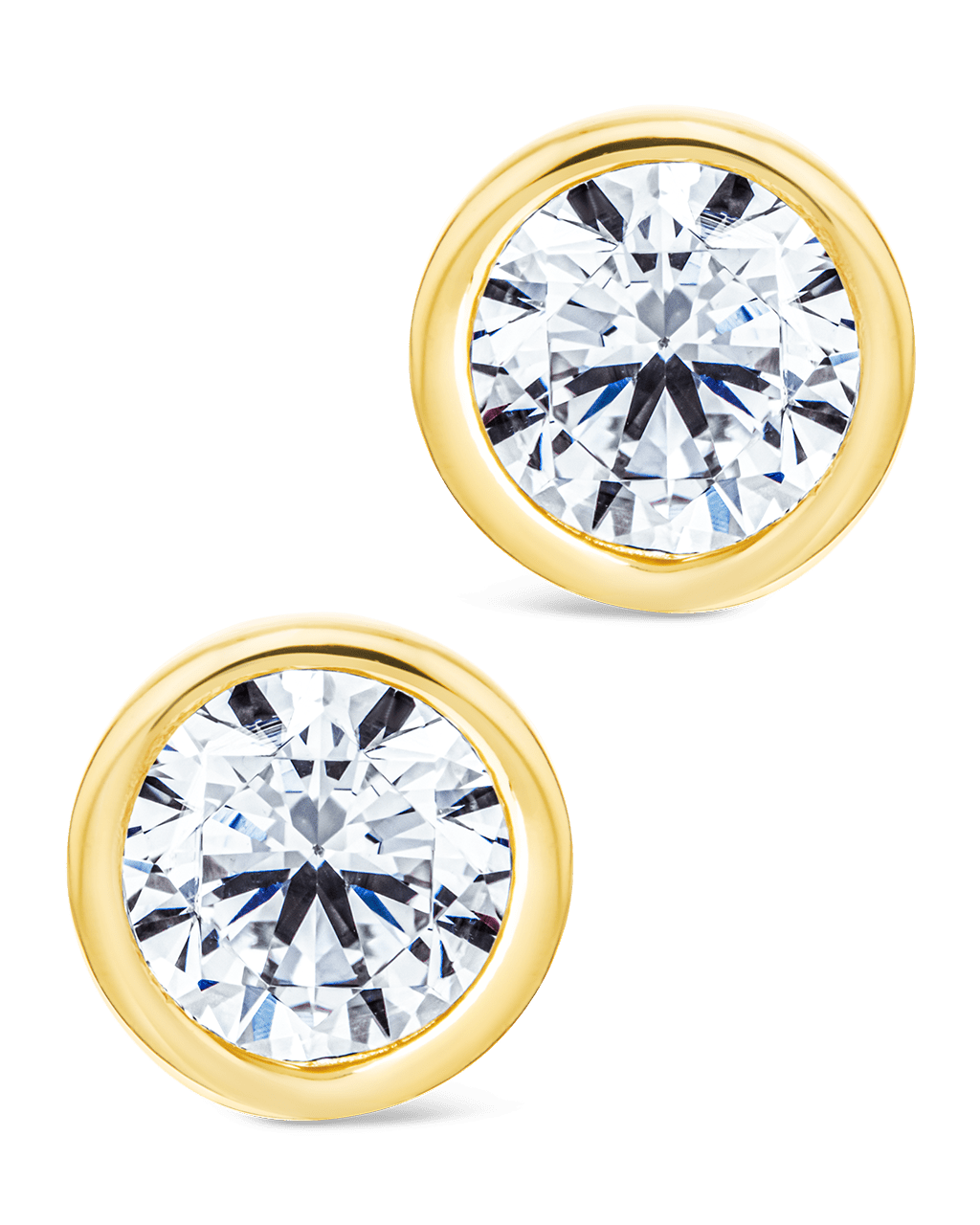 Sterling Silver Helene Round Cut Bezel Set Stud Earrings