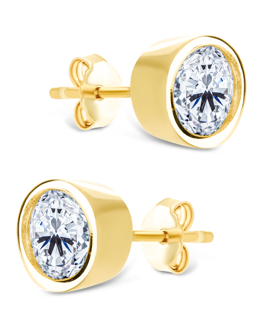 Sterling Silver Helene Round Cut Bezel Set Stud Earrings