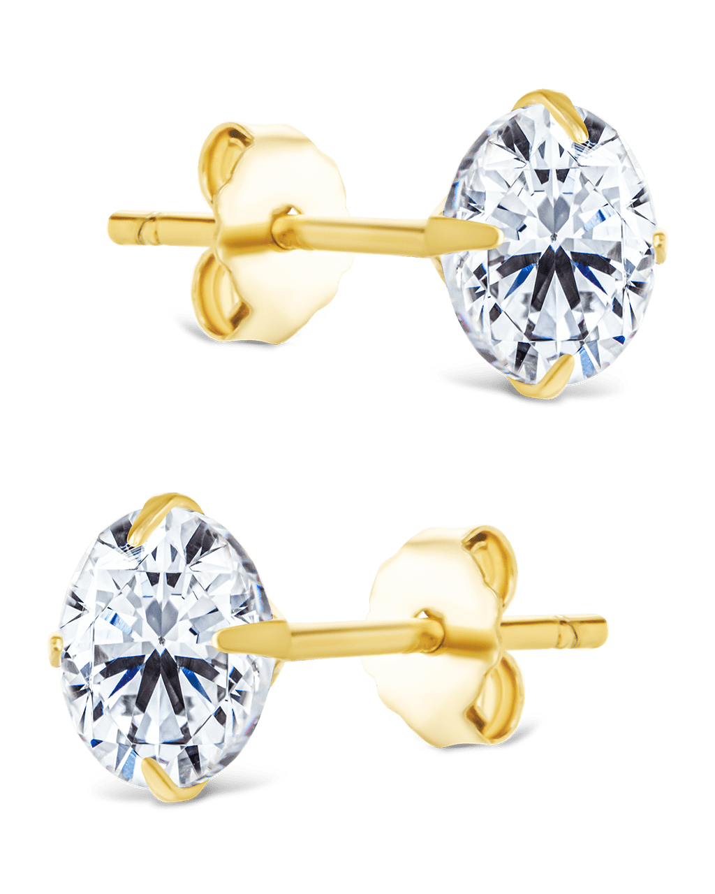 Sterling Silver Round Cut Prong Set Stud Earrings