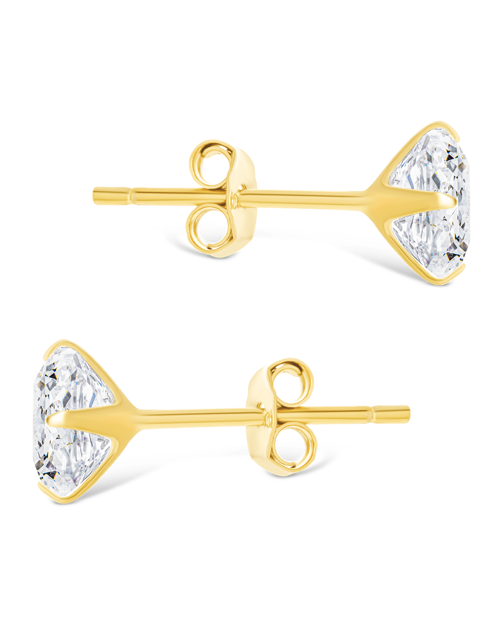 Sterling Silver Round Cut Prong Set Stud Earrings