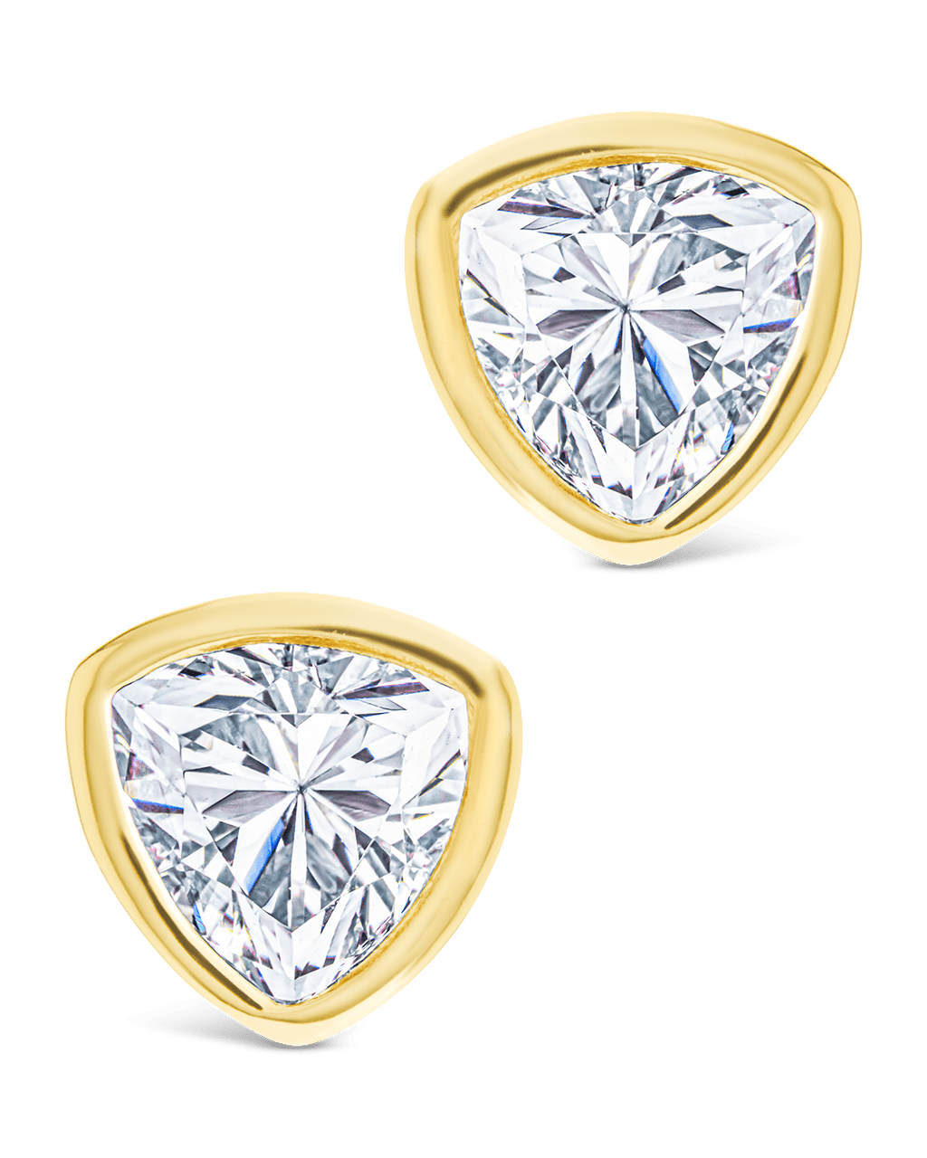 Sterling Silver Trillion Cut Bezel Set Stud Earrings