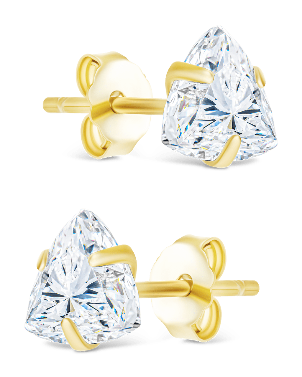 Sterling Silver Trillion Cut Prong Set Stud Earrings