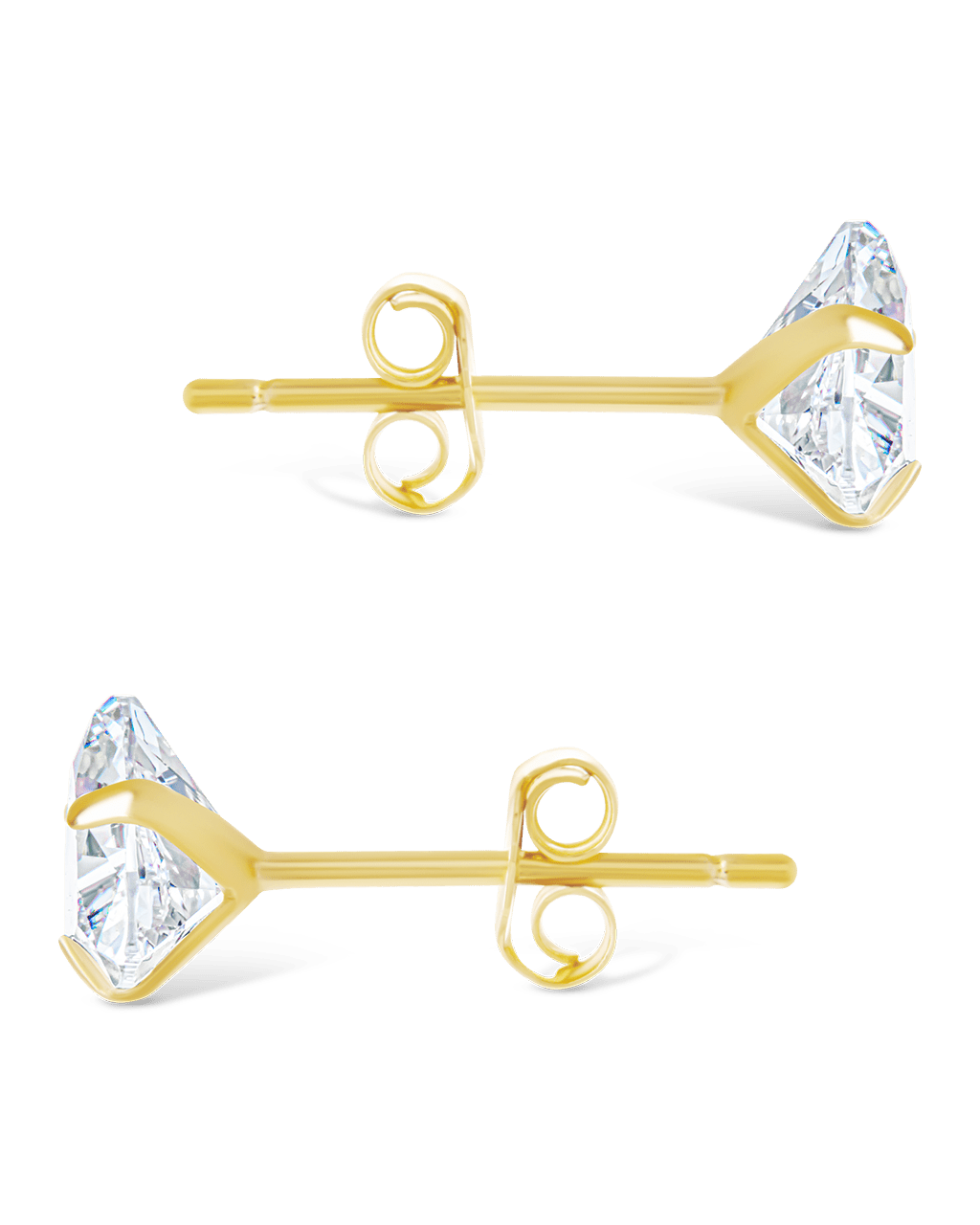 Sterling Silver Trillion Cut Prong Set Stud Earrings