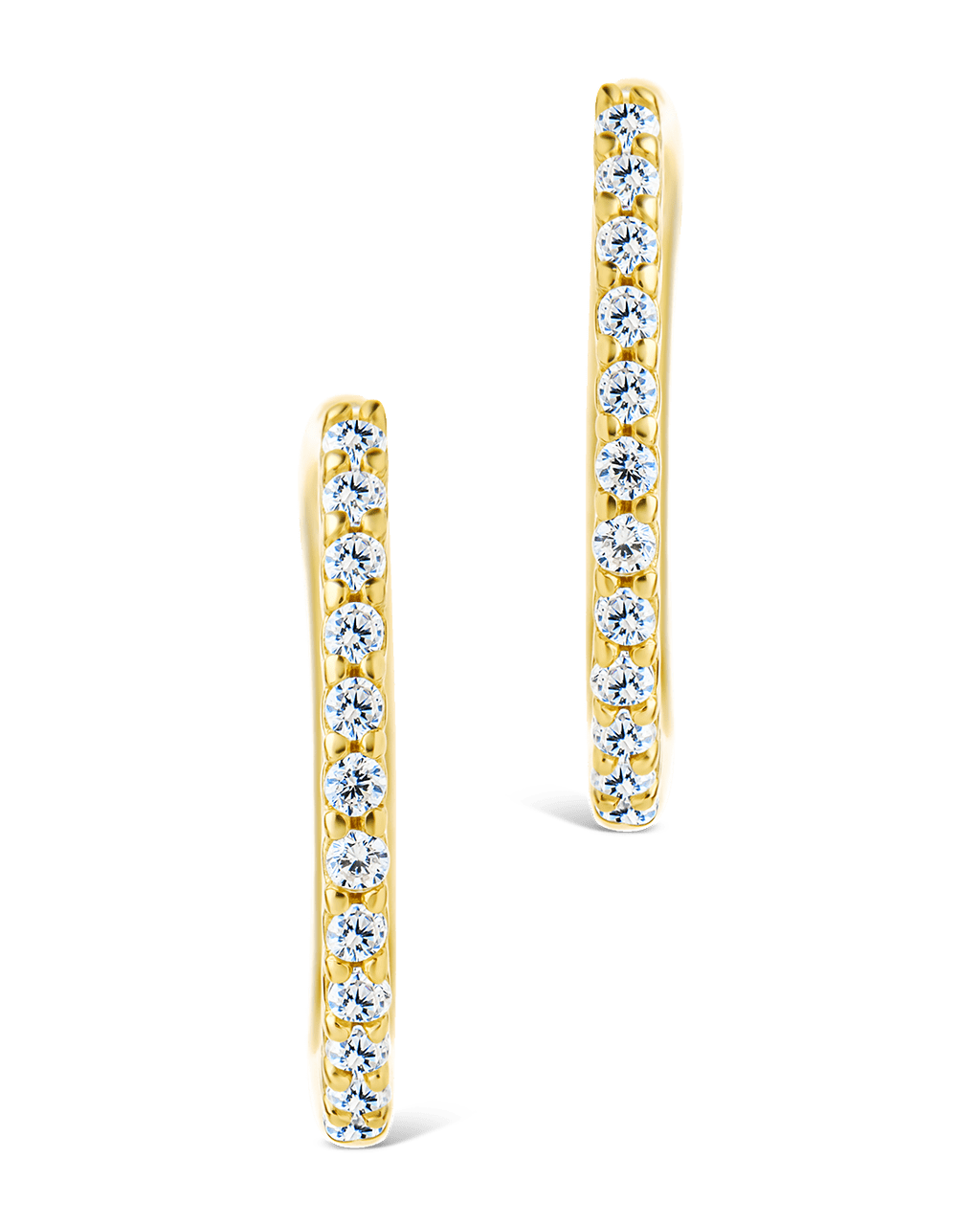 Sterling Silver Pave CZ Micro Hoops