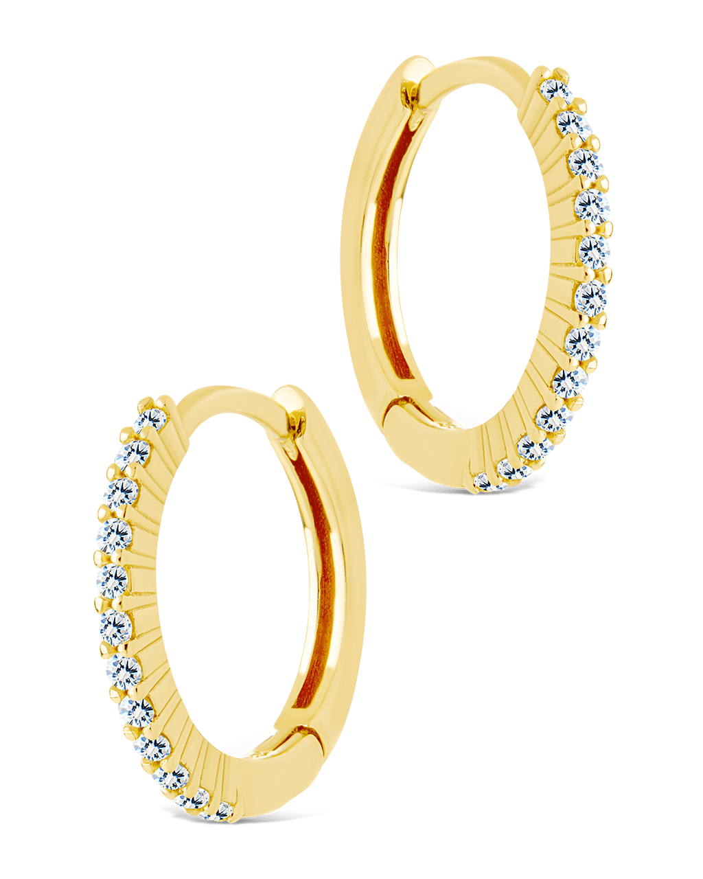 Sterling Silver Pave CZ Micro Hoops