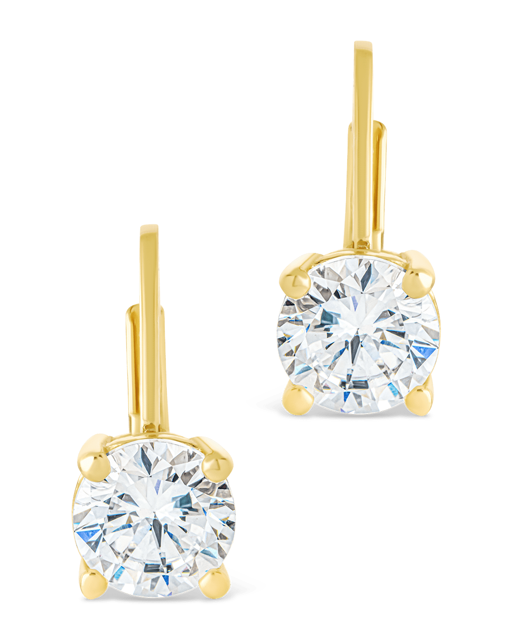 Sterling Silver Round Cut French Clip Earrings