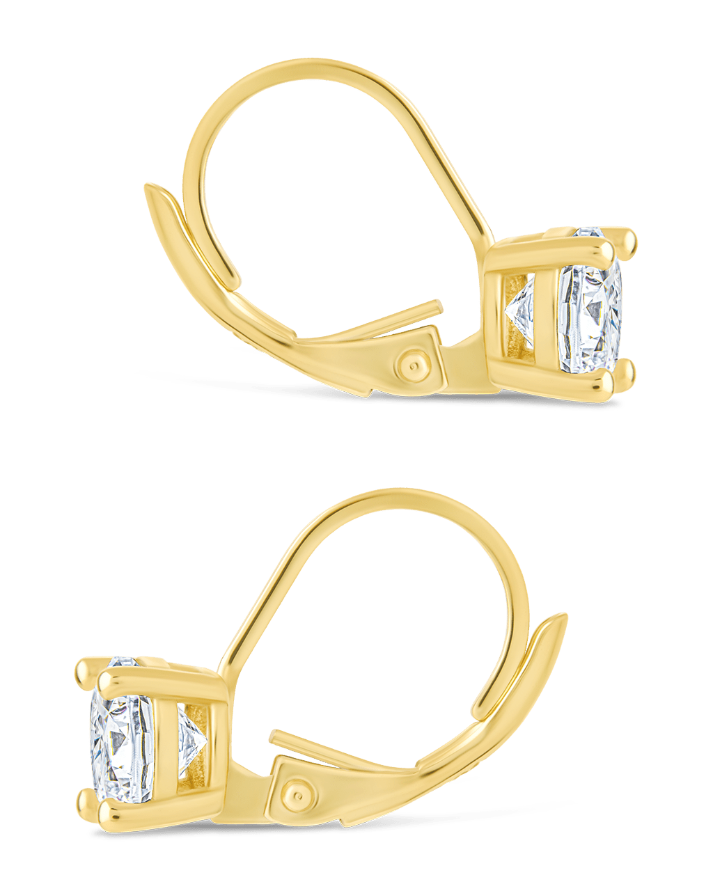 Sterling Silver Round Cut French Clip Earrings