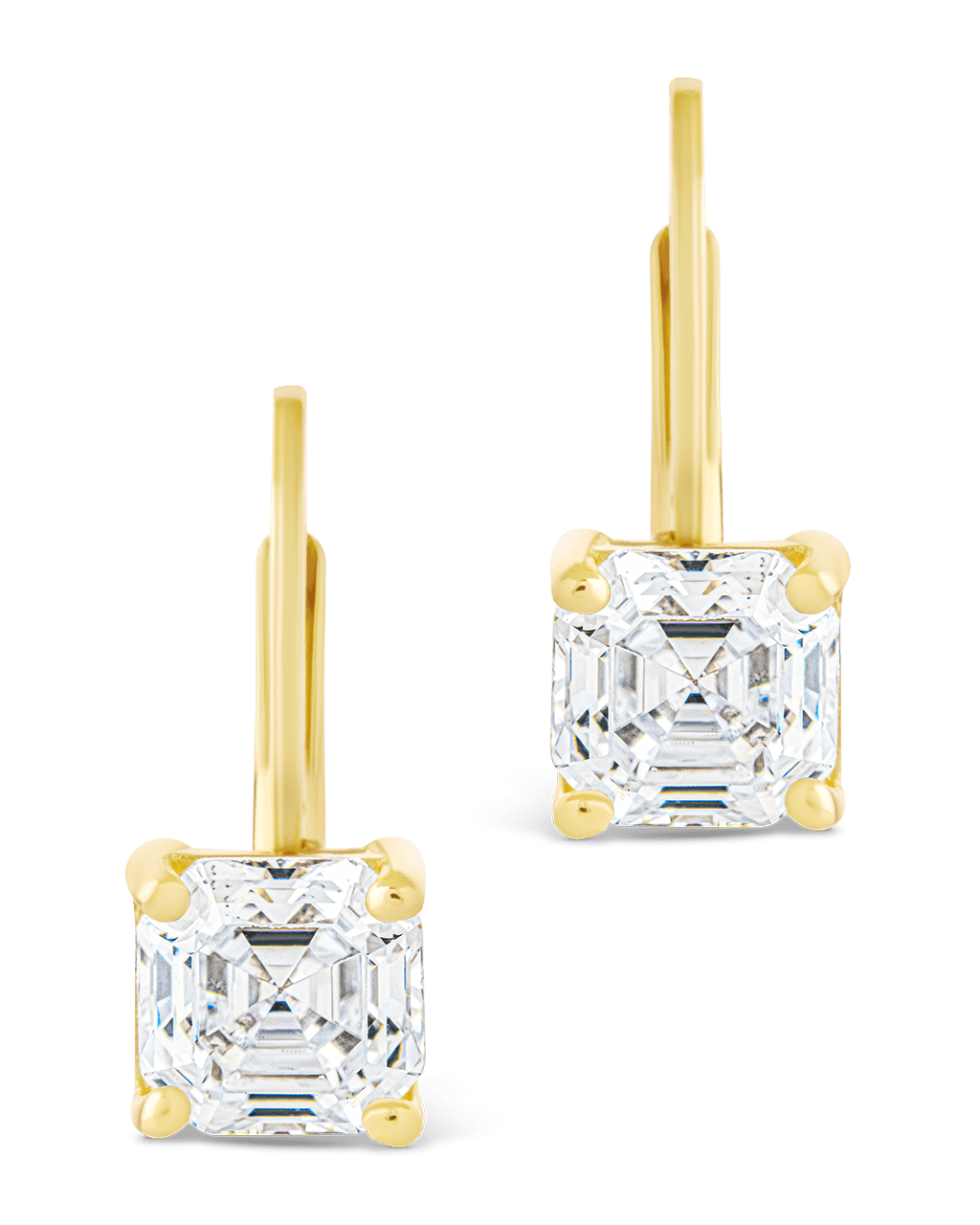 Sterling Silver Princess Cut French Clip Earrings