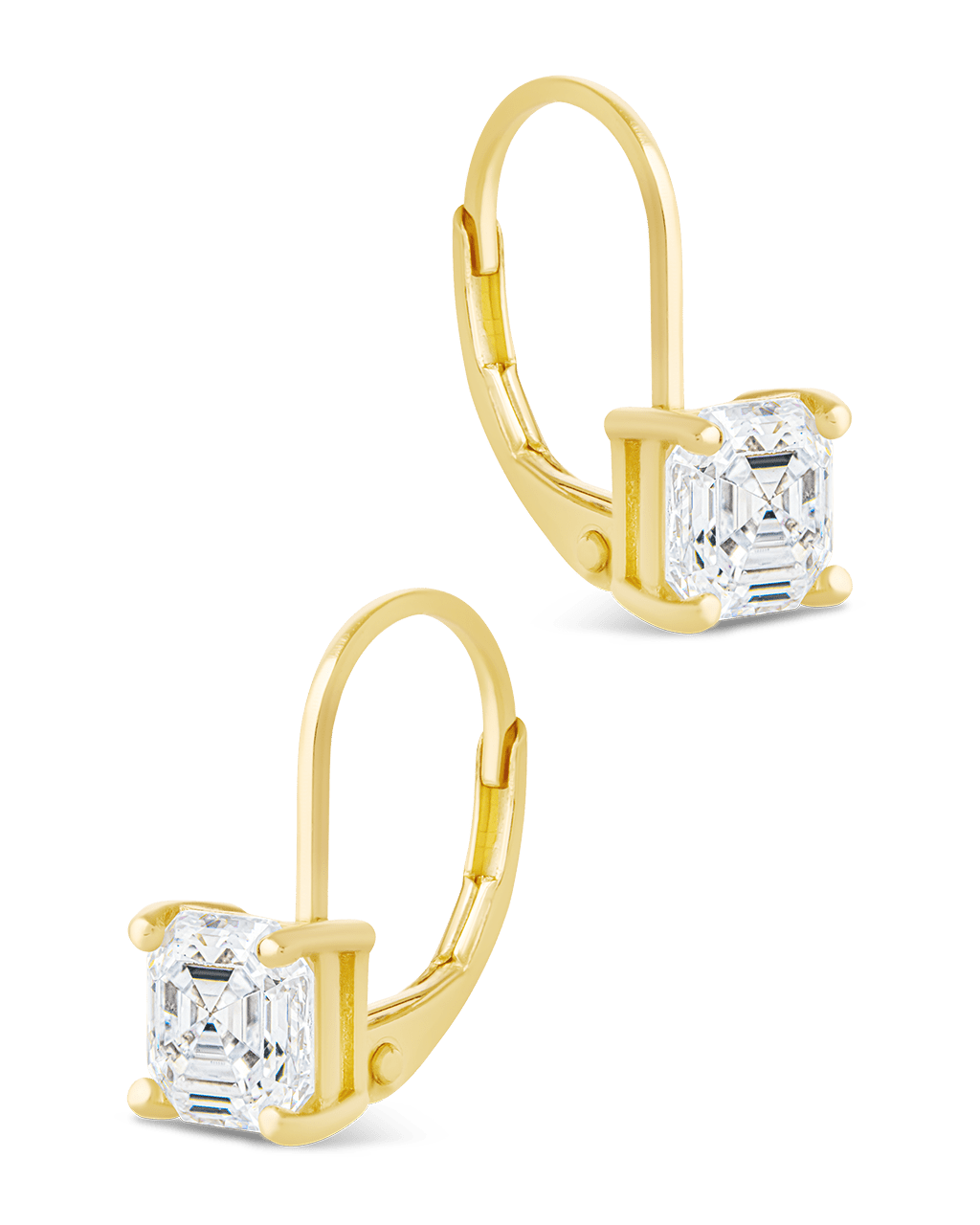 Sterling Silver Princess Cut French Clip Earrings