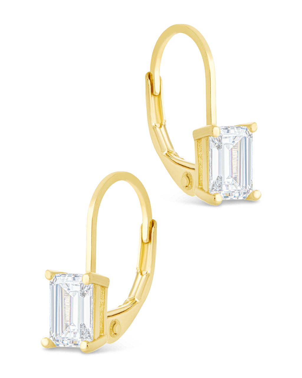 Sterling Silver Emerald Cut French Clip Earrings