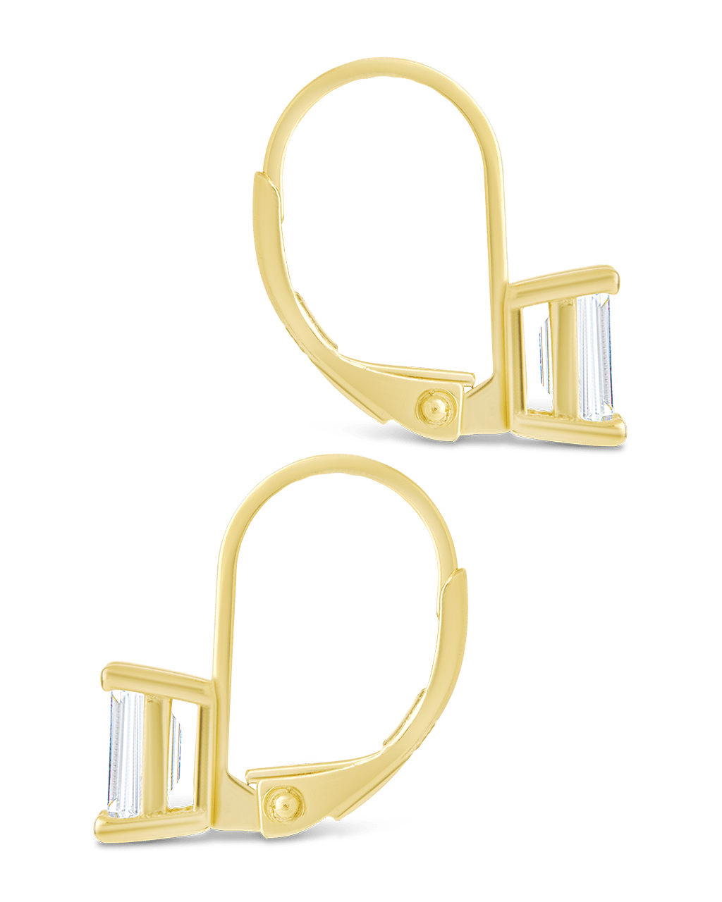 Sterling Silver Emerald Cut French Clip Earrings