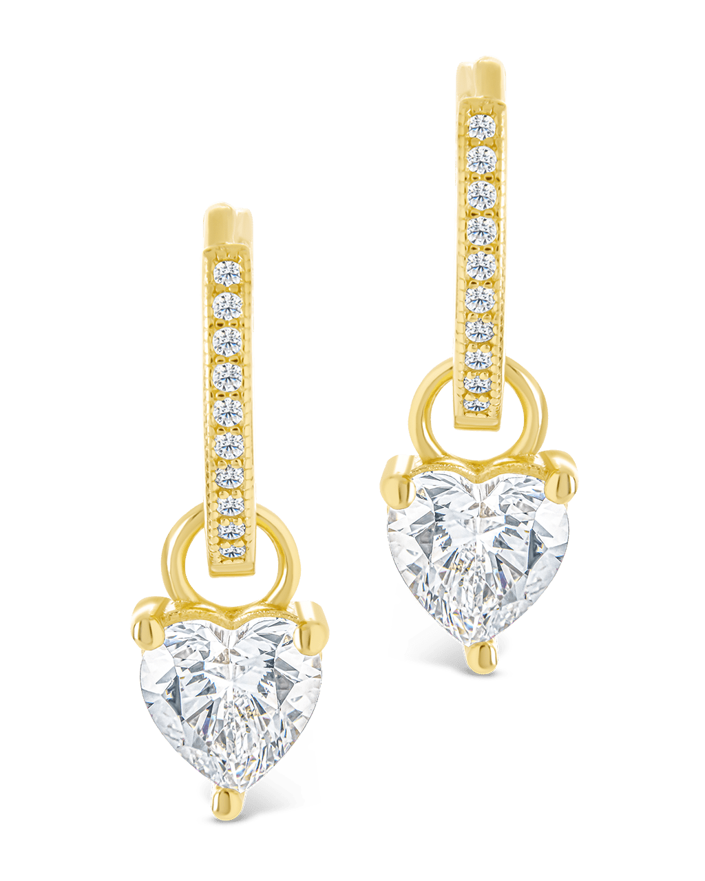 Sterling Silver Eugenia Heart Cut CZ Dangle Micro Hoops
