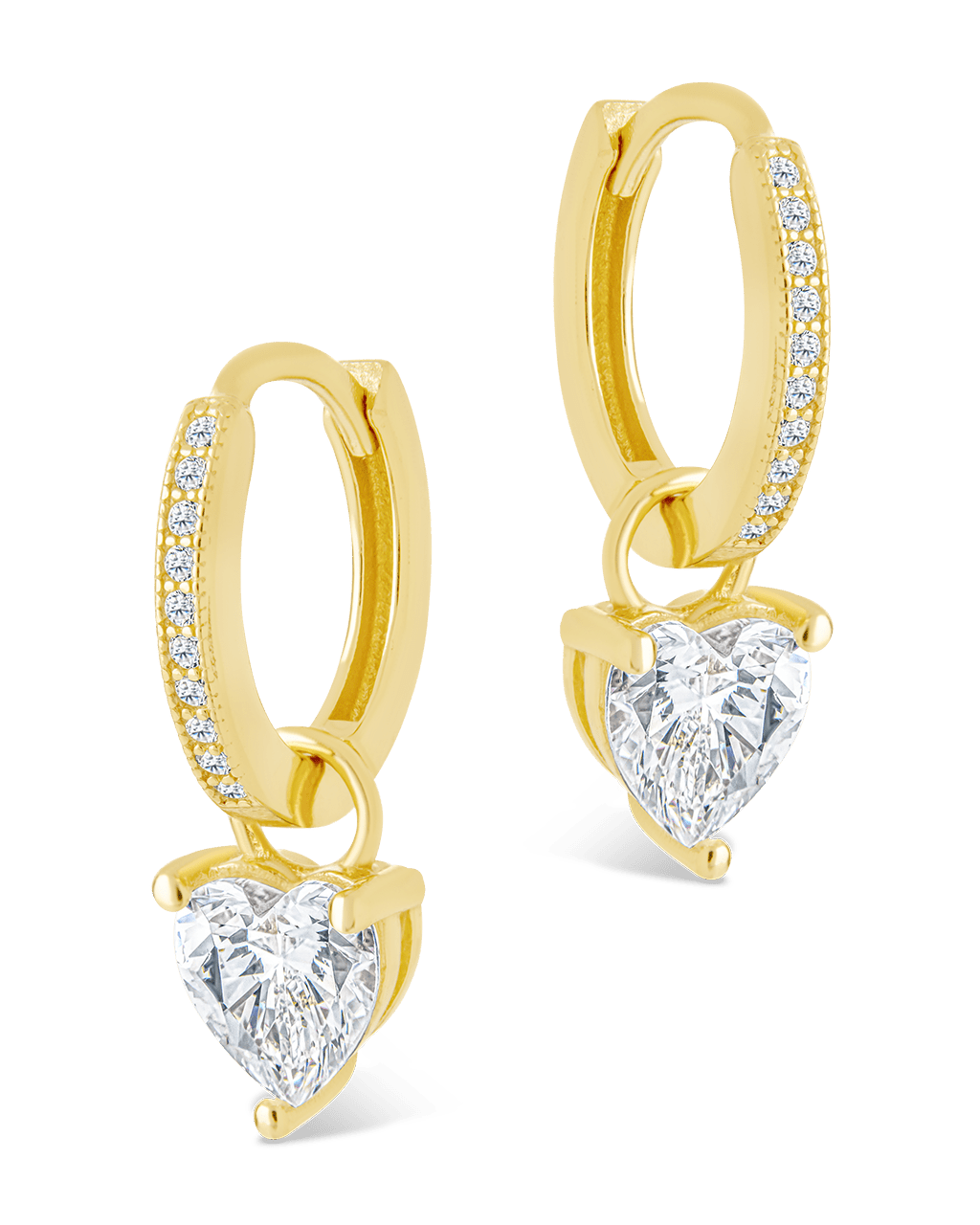 Sterling Silver Eugenia Heart Cut CZ Dangle Micro Hoops