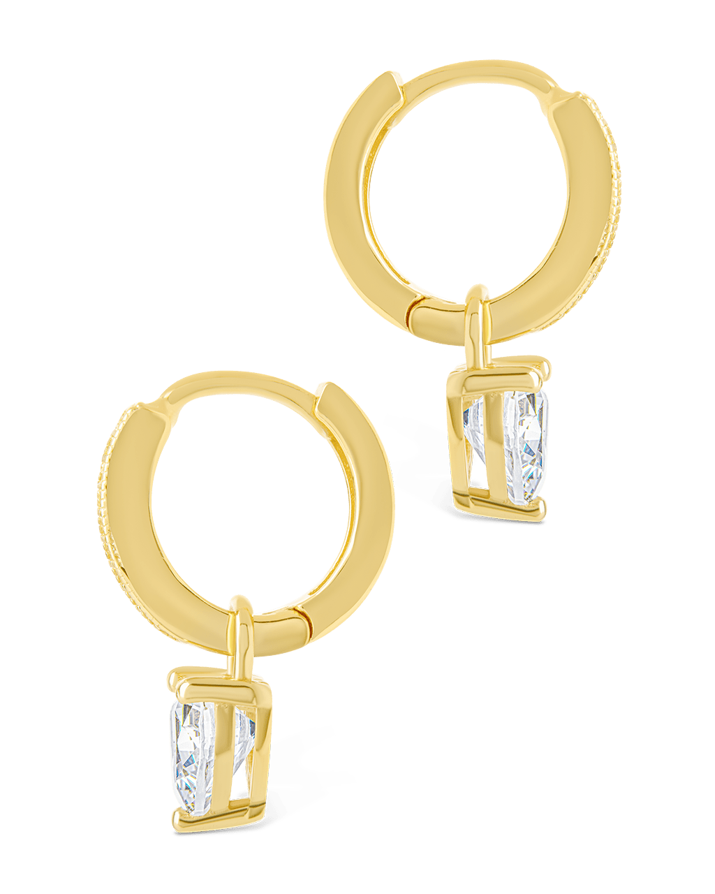 Sterling Silver Eugenia Heart Cut CZ Dangle Micro Hoops