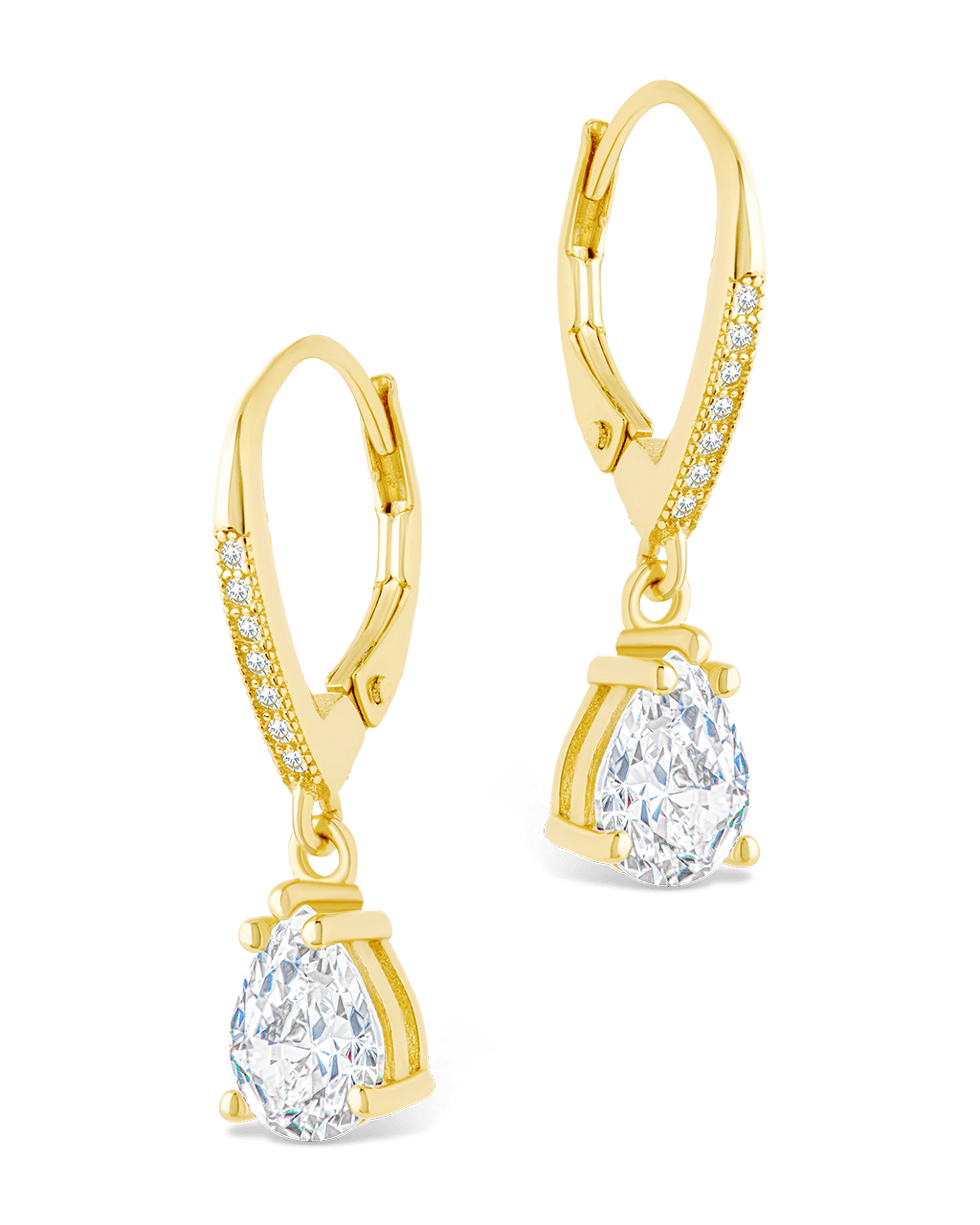 Sterling Silver Angelica Pear Cut CZ French Clip Earrings