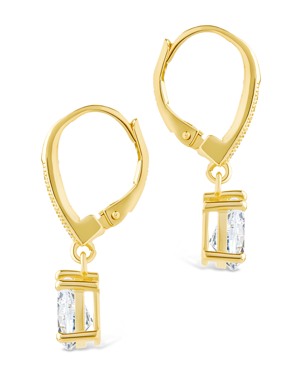 Sterling Silver Angelica Pear Cut CZ French Clip Earrings