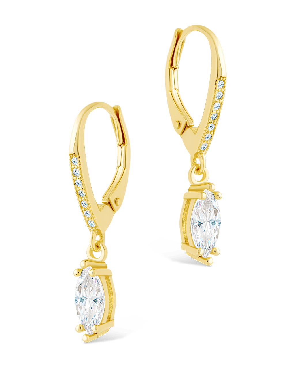 Sterling Silver Allegra Marquise Cut CZ French Clip Earrings
