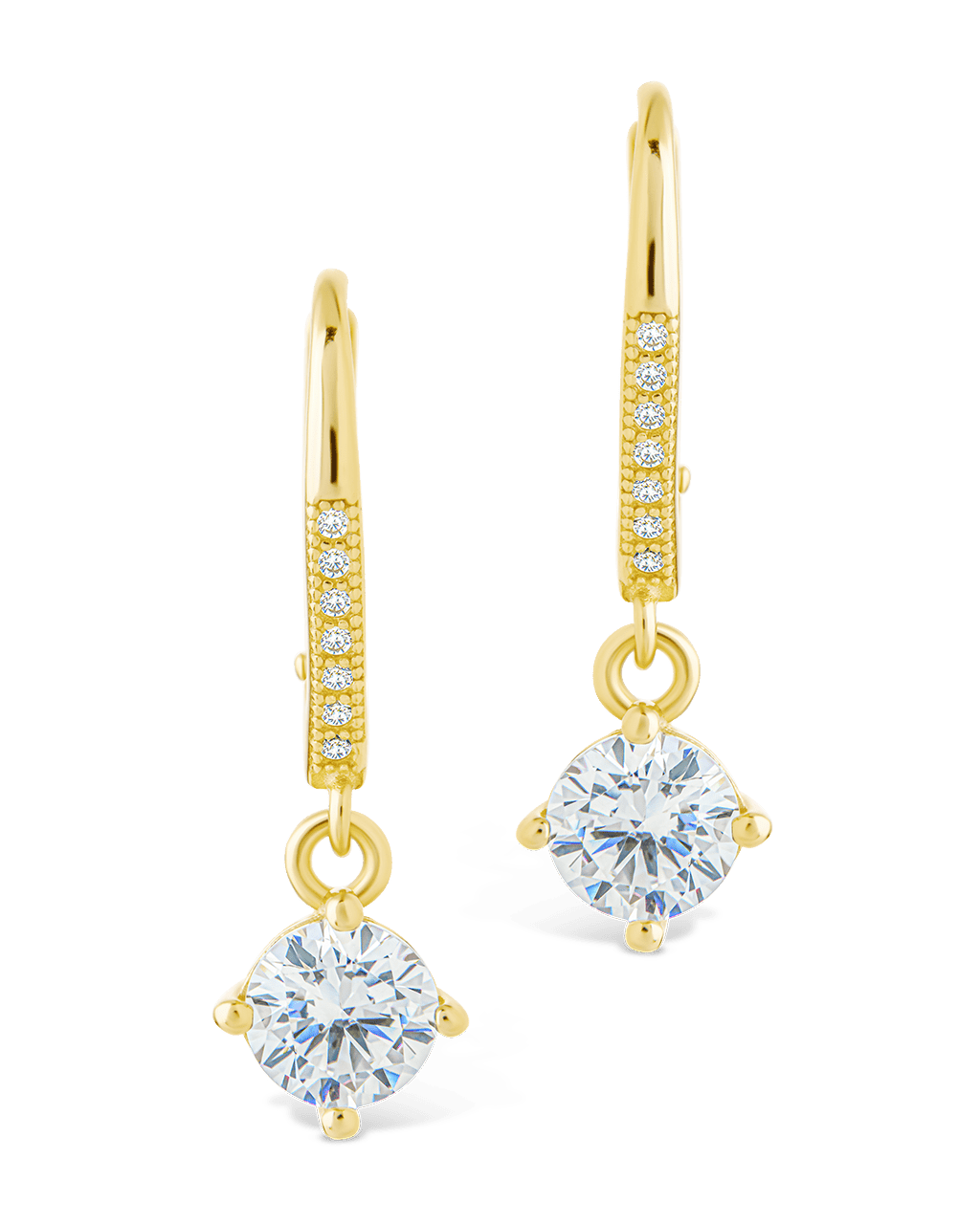 Sterling Silver Matilda Brilliant Cut CZ French Clip Earrings