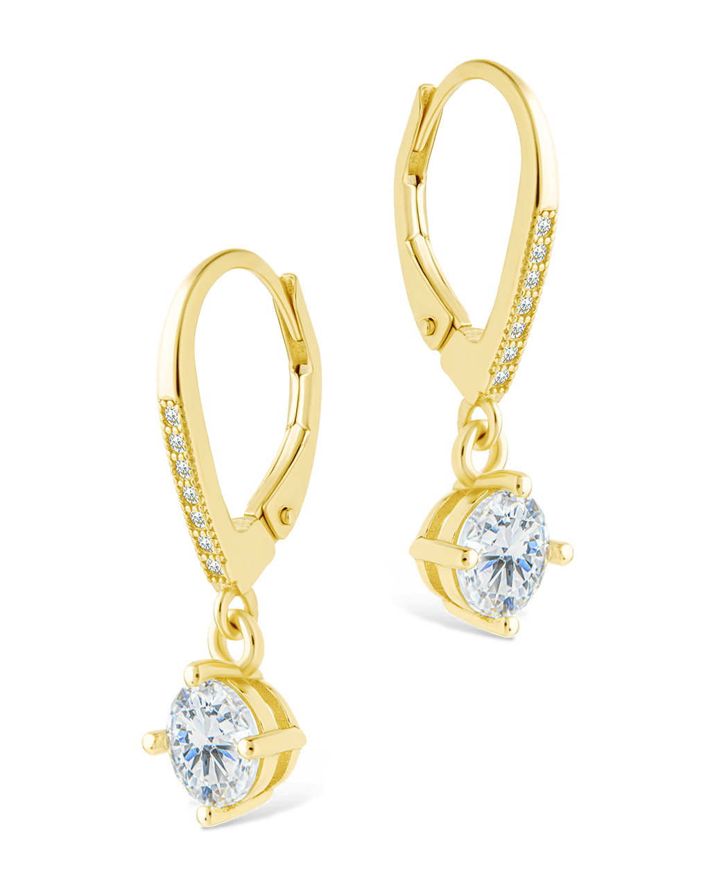 Sterling Silver Matilda Brilliant Cut CZ French Clip Earrings