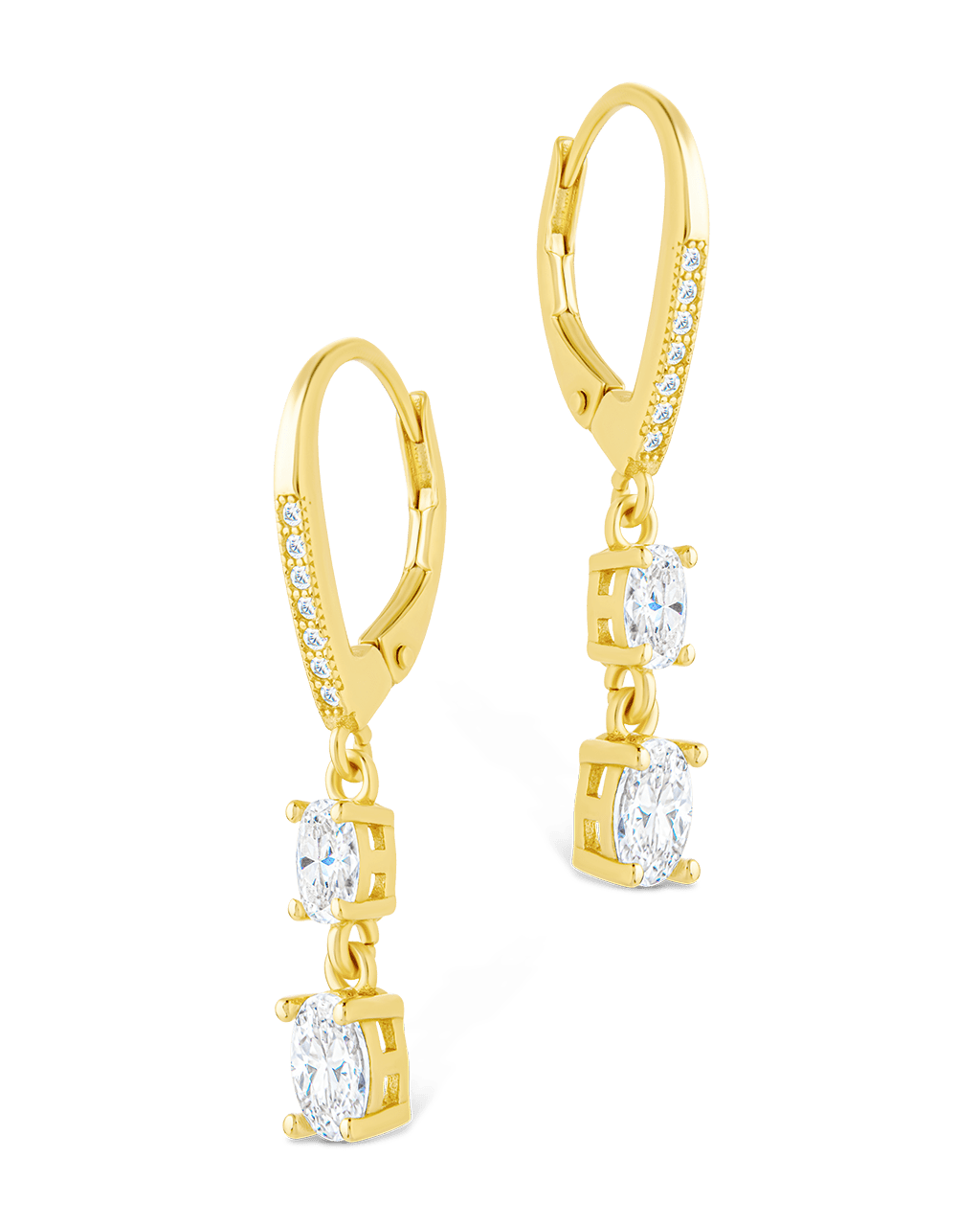 Sterling Silver Liesel Oval Cut CZ French Clip Earrings