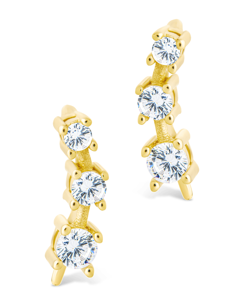 Sterling Silver Round Cut Mini Ear Crawlers